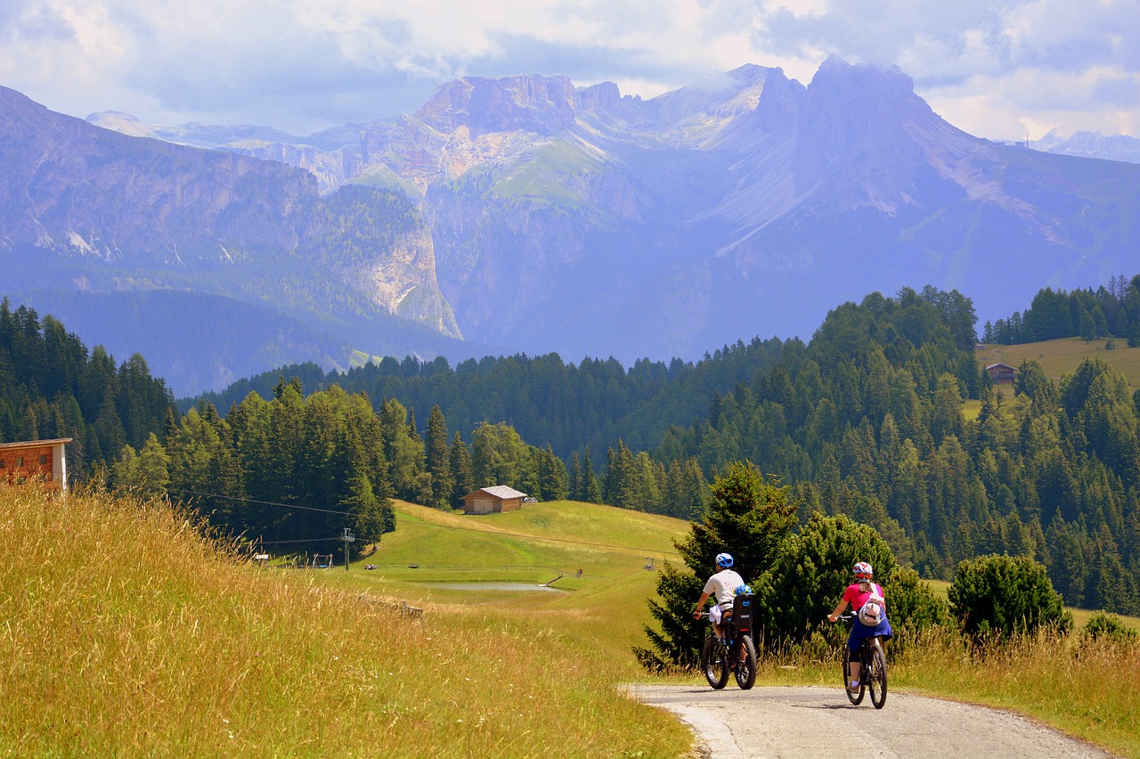 mountain cycling uphill